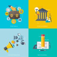 Flat concept education backgrounds set Back to school Distance learning N5