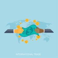 Flat hands Global international trading concept background Business and moneymaking N4