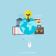 Flat concept education background Back to school Distance learning Study N38