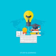 Flat concept education background Back to school Distance learning Study N39