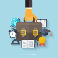 Flat concept education background Back to school Distance learning Study N42