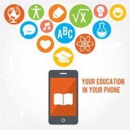 Your education in phone Set of colored flat icons