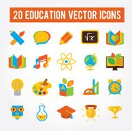 Set of 20 education vector icons for school college university