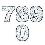 Single color ornate beautiful vector digits numbers eco