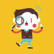 Businessman using magnifying glass cartoon eps N6