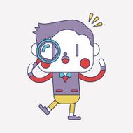 Businessman using magnifying glass cartoon eps N7