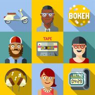 Hipster lifestyle people square icon set 1 Trendy illustrations