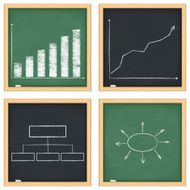 Graphs and diagrams on blackboard