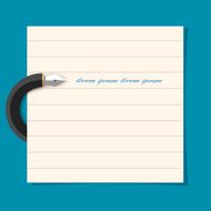 Stylized writing pen with paper sheet