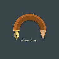 Stylized pencil with writing pen