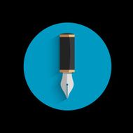 Icon of stylized writing pen with shadow