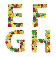 Vector illustration fruit and vegetable alphabet letter N8