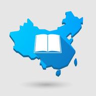 China map icon with a book