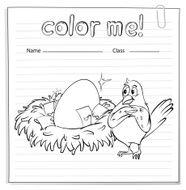 Worksheet with a nest and bird