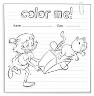 Worksheet with a girl and cat N2