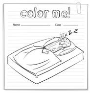 Color me worksheet with a log sleeping
