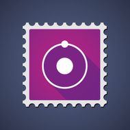 Mail stamp with an atom