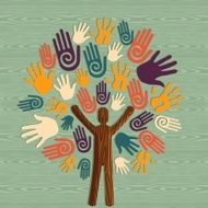 Diversity tree hands illustration