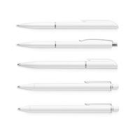 Vector Set of Blank White Plastic Pens Isolated on Background