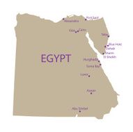 map of top touristic places in Egypt