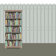 Bookcase With Wooden Background Vintage Style