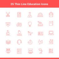 Set of Thin Line Stroke Education Icons