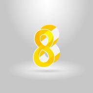 Isometric Alphabet Font Number 8 Vector illustration