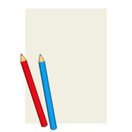 Two Colored Pencils on a Blank Paper Vector