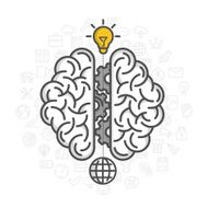 Silhouette of the brain on a white background N2
