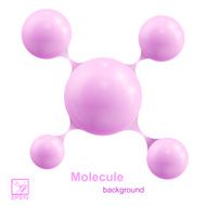 Pink molecule isolated on white background Vector illustration