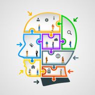 Head of puzzles with workers