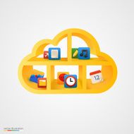 Yellow cloud shelf with icons