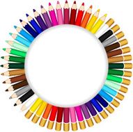 Colored pencils forming a round frame