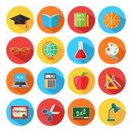 Set of flat school and education icons set N2