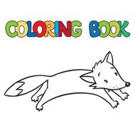 Coloring book of little funny jumping fox N2
