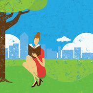 Woman reading outside