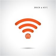 Creative brain concept and wifi sign Education technology business background
