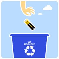 We recycle Battery Cartoon illustration vector