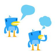 set of funny cartoon blue bird