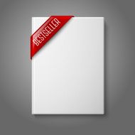 Realistic white blank hardcover book front view with red best N2