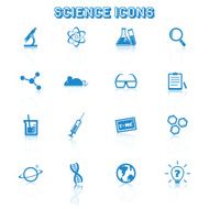 science icons with reflection
