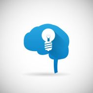 Creative Idea Symbol Brain and lightbulb Silhouette Icon Design Template