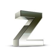 3d silver steel letter Z N3