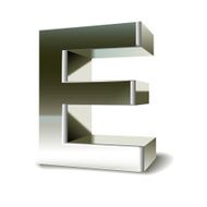 3d silver steel letter E N2