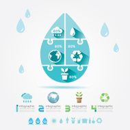 Water Design Elements Ecology Infographic Jigsaw Concept Vector