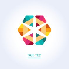 Vector design element with six bright pencils