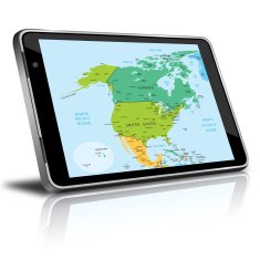 North America map in a digital tablet