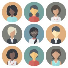 Icons Set of Persons Female Different Ethnic N2