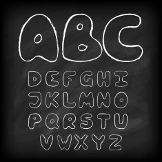 Chalk board hand drawn alphabet N3