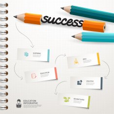 success concept infographic Colorful pencil crayons